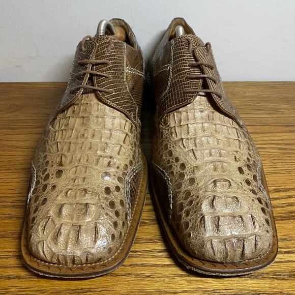 Slick Exotica Hornback Alligator Crocodile Leather Dress Shoes US Mens 10.5 main image 6